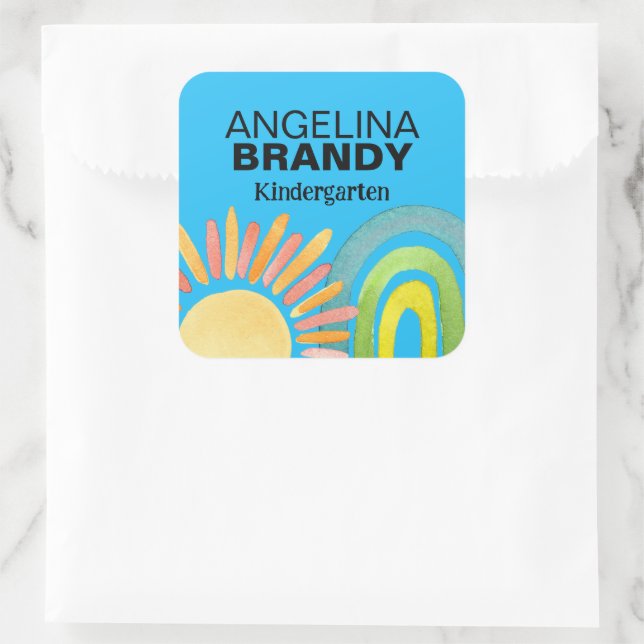 Blue Rainbow & Sun First Day of School Kids Labels (Bag)