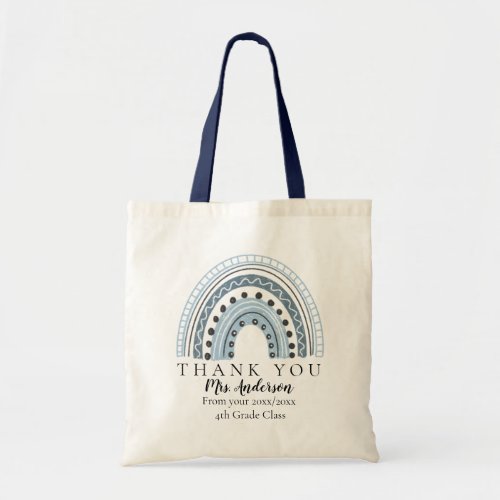 Blue Rainbow Teacher Thank You Class Gift Tote Bag