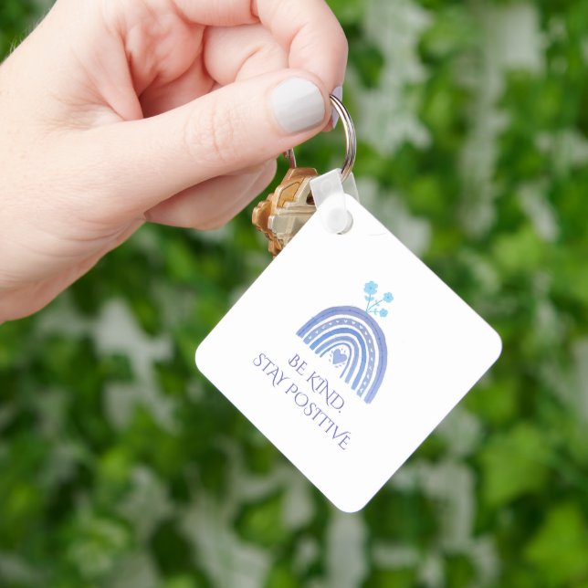 blue rainbow with flower  keychain (Hand)