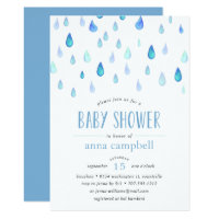 Blue Raindrops | Baby Shower Invitation