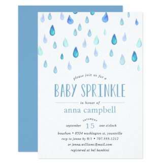 Blue Raindrops | Baby Sprinkle Invitation