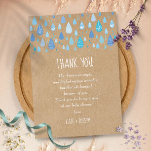 Blue Raindrops Rustic Baby Shower Thank You Poem