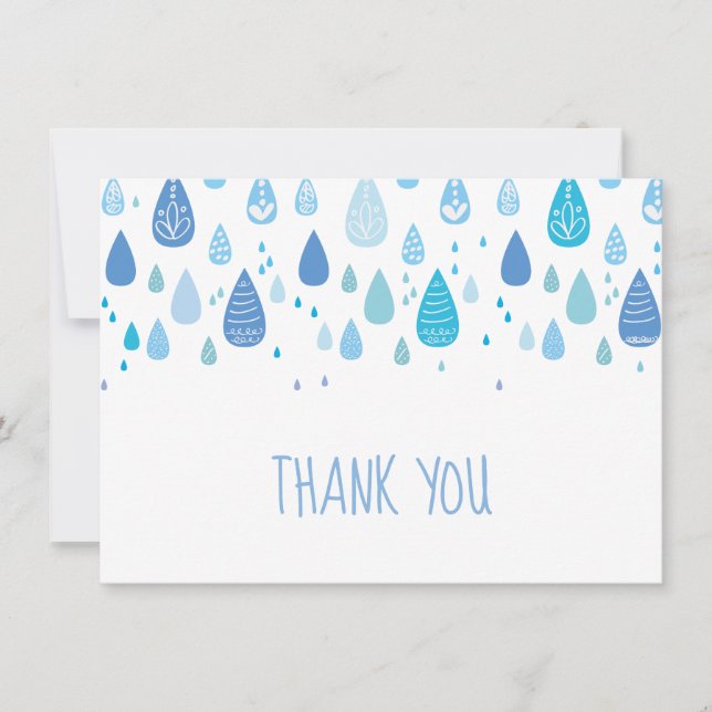 Blue Raindrops Thank You Card (Front)