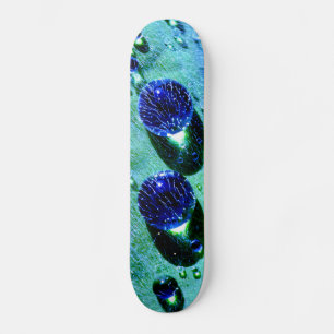 Blue Raindrops Water Pearls Macro Funny Photo - Skateboard Deck