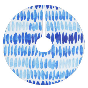 Blue Raindrops: Watercolor Seamless Abstract Brushed Polyester Tree Skirt