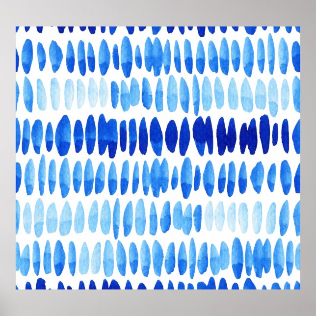 Blue Raindrops: Watercolor Seamless Abstract Poster (Front)