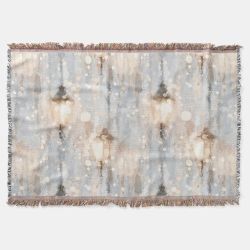 Blue Rainy Day Lantern Throw Blanket