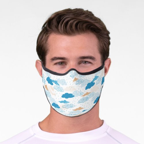 Blue Rainy Day Premium Face Mask