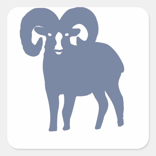 Blue Ram Silhouette Square Sticker (Front)