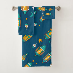 Blue Ramadan lantern Bath Towel Set