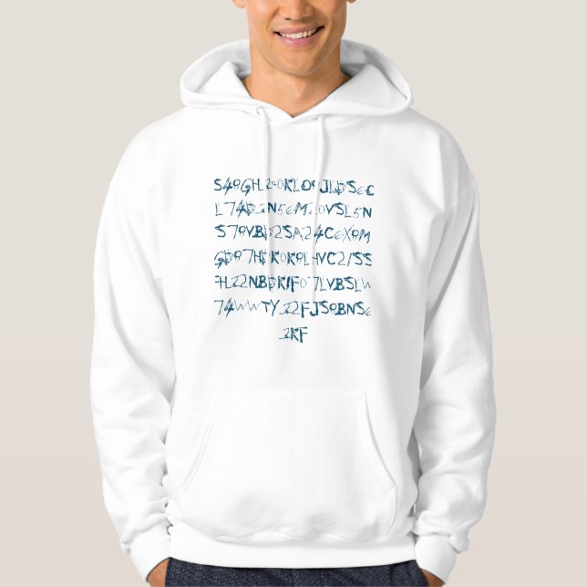 Blue Random Numbers Letters Funky T-Shirt Hoodie (Front)