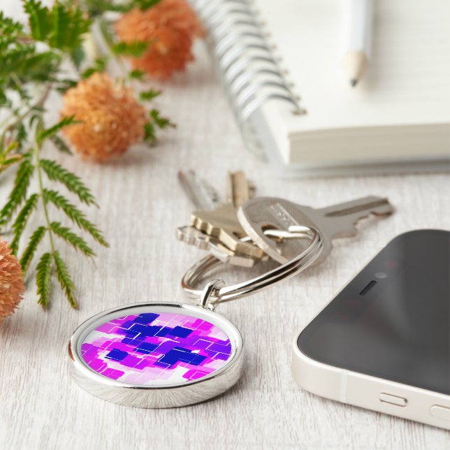 "Blue Raspberry" Geometric Art Keychain (Side)