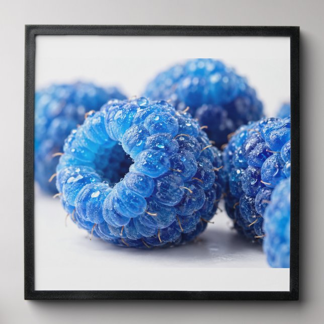 Blue raspberry macro peel and stick photo tile (Front Set)