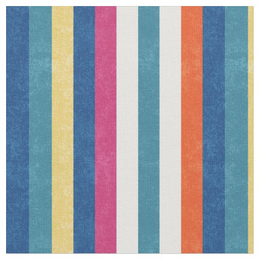 Blue Raspberry Orange Yellow White Stripes Pattern Fabric