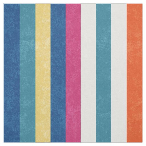 Blue Raspberry Orange Yellow White Stripes Pattern Fabric