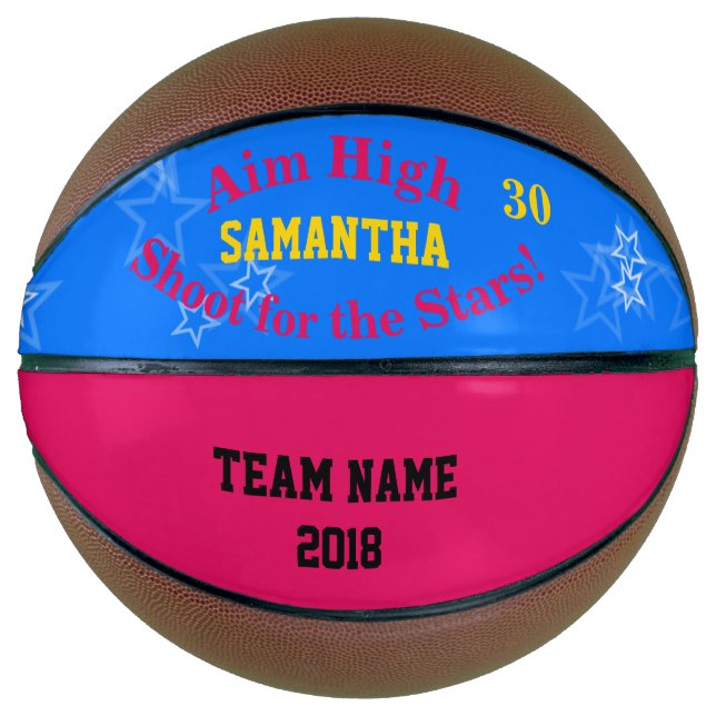 Blue Raspberry Personalized Name Stars Basketball (Front)