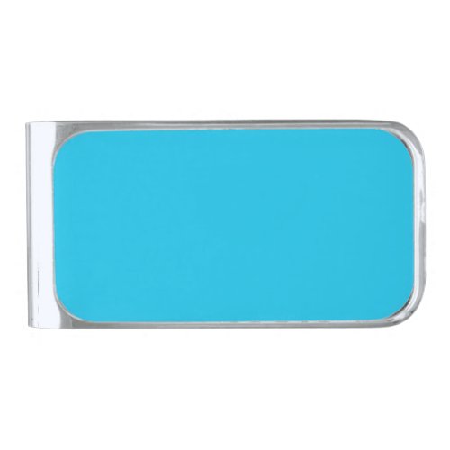 Blue raspberry solid color  silver finish money clip