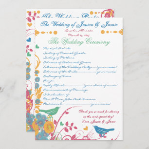 Blue Raspberry Wildflower Bloom Bird Wedding Invitation