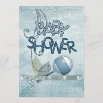 Blue Rattle Babyshower Invitation by RainbowCards at Zazzle
