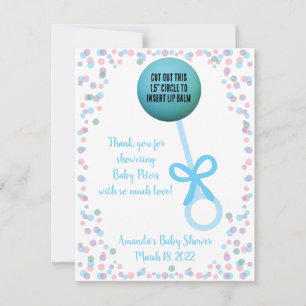 Blue Rattle EOS Lip Balm Baby Shower Favor Invitation