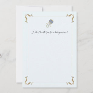 Blue Rattle Thank You Notecard
