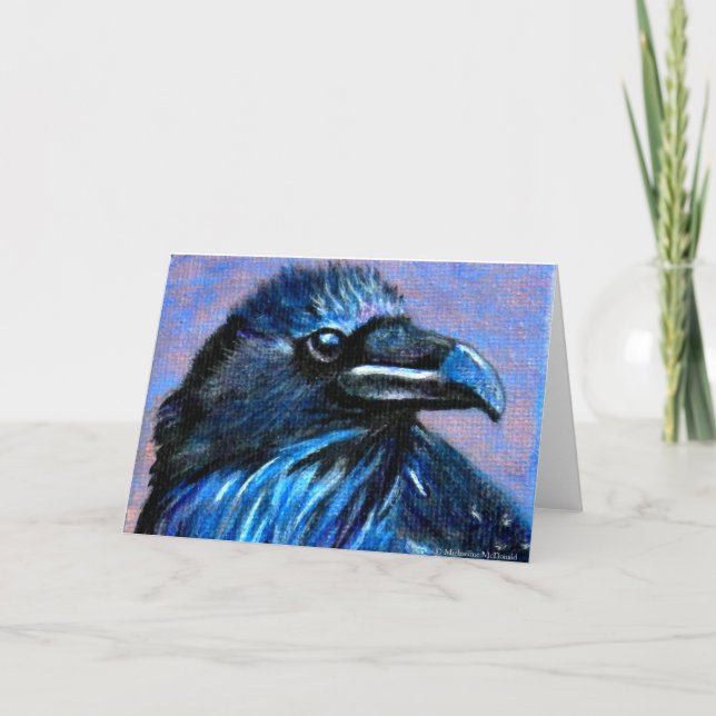 Blue Raven Greeting Card (Front)