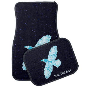 Blue Raven On Stars Car Floor Mat