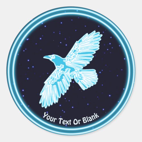 Blue Raven On Stars Classic Round Sticker