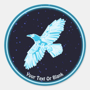 Blue Raven On Stars Classic Round Sticker