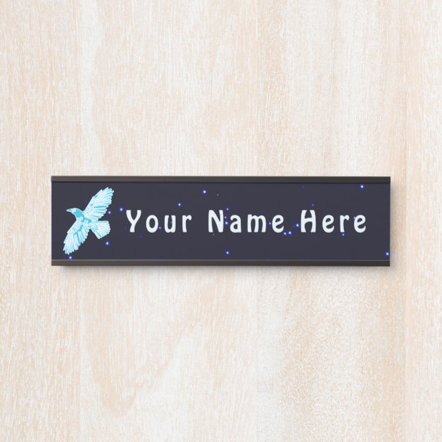Blue Raven On Stars Door Sign (Front)