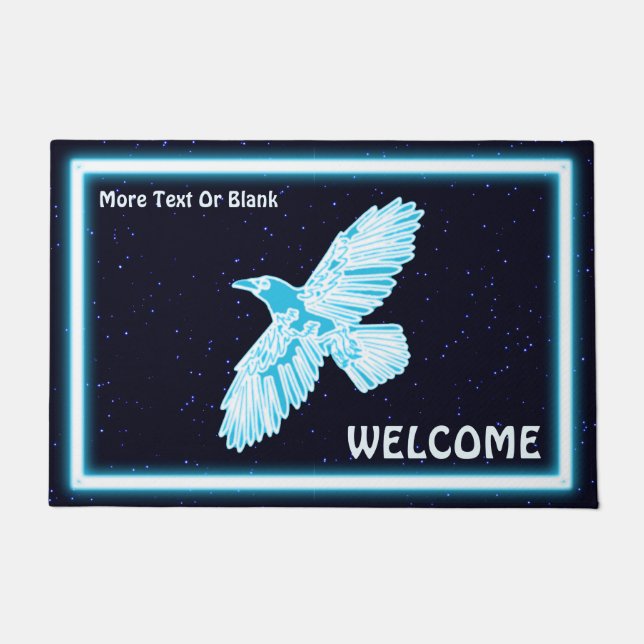 Blue Raven On Stars Doormat (Front)