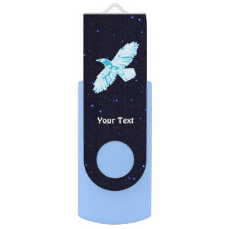 Blue Raven On Stars Flash Drive