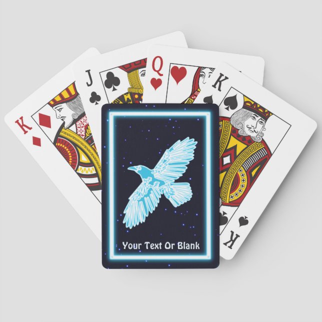 Blue Raven On Stars Poker Cards (Back)