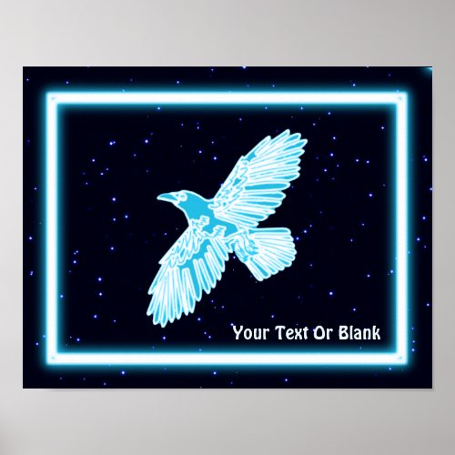 Blue Raven On Stars Poster