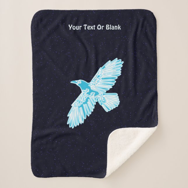 Blue Raven On Stars Sherpa Blanket (Front)