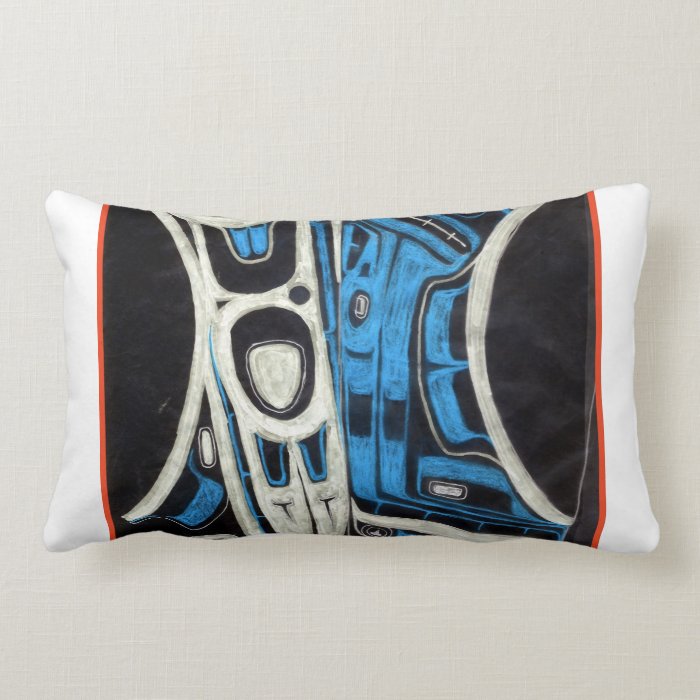 Blue Raven totem tattoo print Throw Pillows