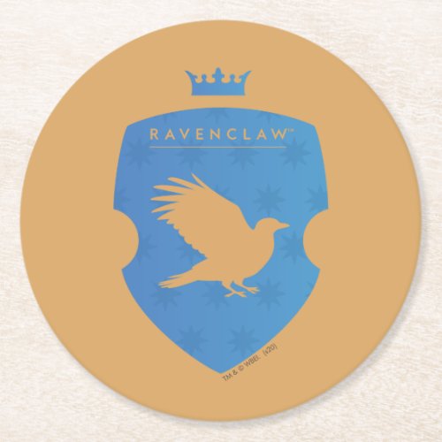 Blue RAVENCLAW Crowned Crest Round Paper Coaster