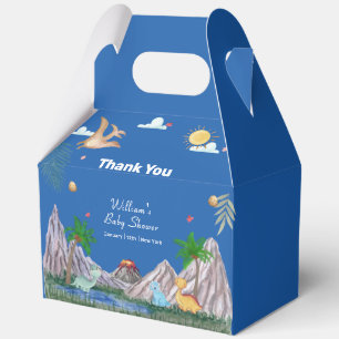 Blue Rawr Volcano Mountain Dinosaur Baby Shower Favor Boxes