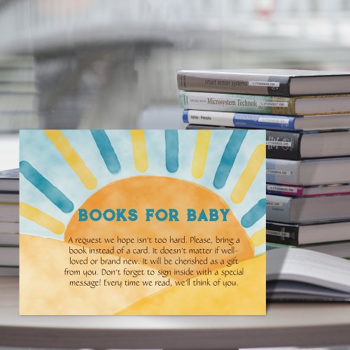 Blue Ray Sunshine Book for Baby Shower Game Enclosure Card