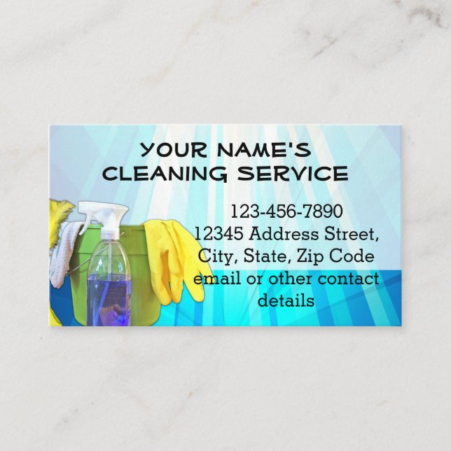 Blue Rays Custom Cleaning Service Janitorial Maid Business Card (Front)