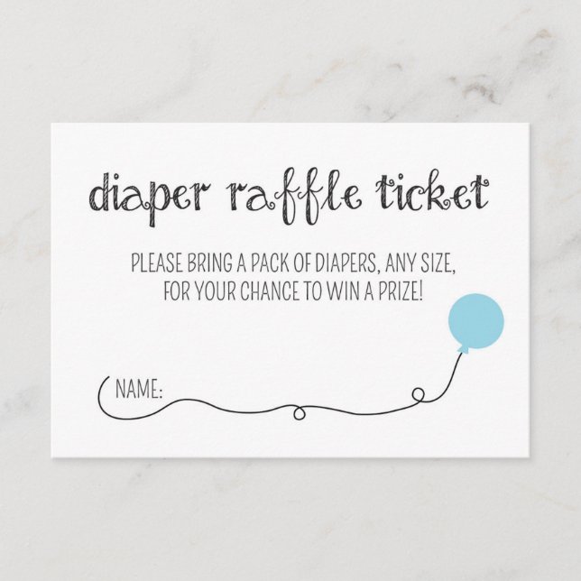Blue Ready to Pop Baby Shower Diaper Raffle Ticket Enclosure Card (Front)