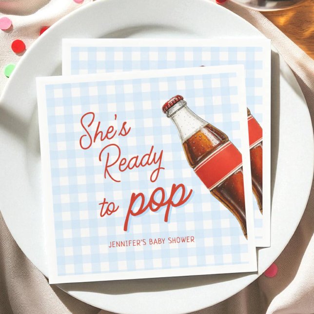 Blue Ready To Pop Soda Pop Cola Baby Shower Napkins (Creator Uploaded)