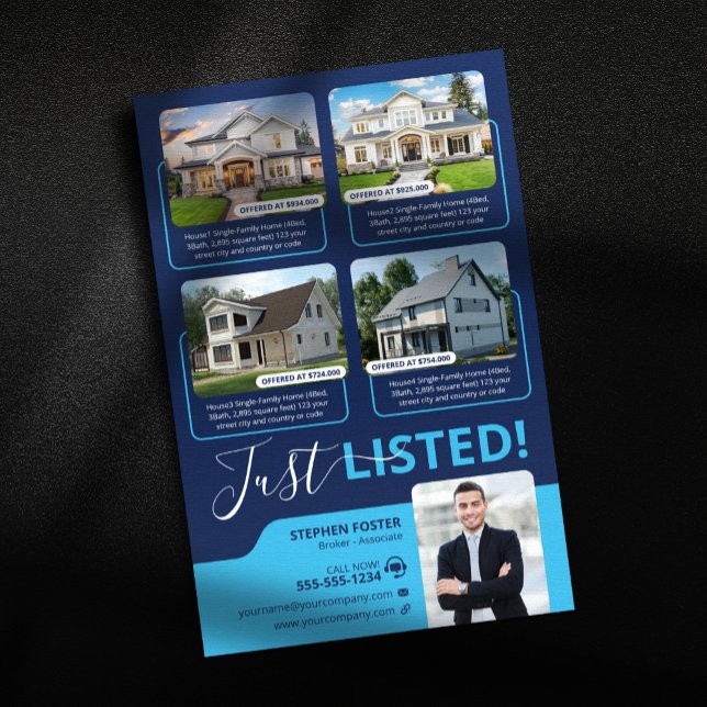 Blue Real Estate Agent Properties Listing Broker Flyer (Creator Uploaded)