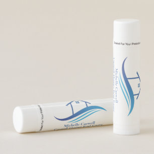 Blue Real Estate Company Home Modern Logo Custom Lip Balm