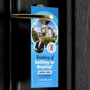 Blue Real Estate Market Report Realtor & Broker Door Hanger