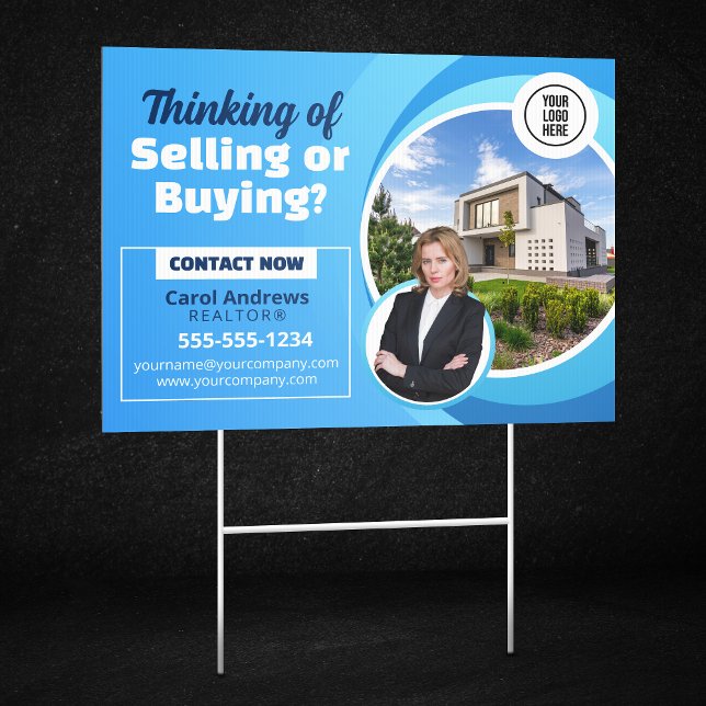 Blue Real Estate Market Report Realtor & Broker Sign (Creator Uploaded)