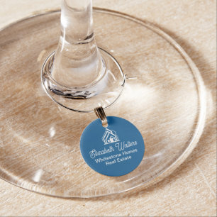 Blue Realtor Custom Real Estate Company Wine Charm