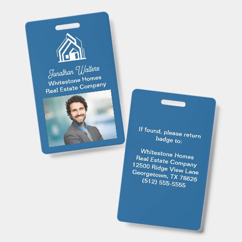 Blue Realtor Photo Chic Real Estate Company Badge