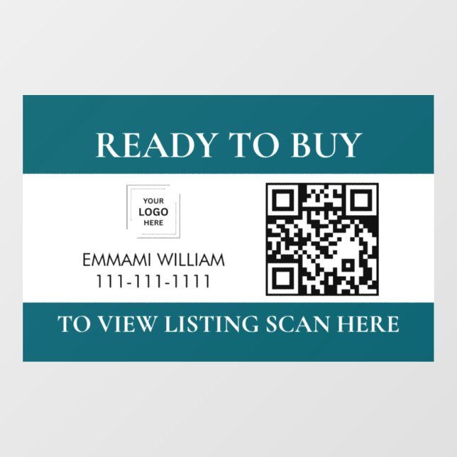 Blue Realtor QR Code For Sale Window Cling (Sheet)