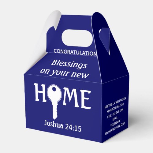 Blue Realtor to Client NEW HOME Closing Gift Favor Boxes
